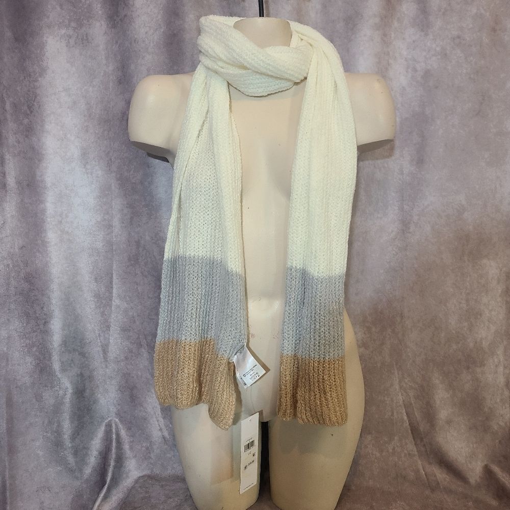Style & Co. Neutral Colorblock Knit Scarf‎ - Picture 2 of 5
